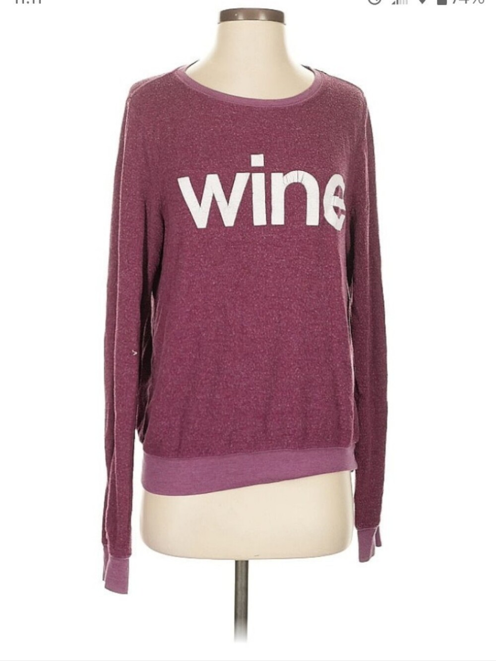 Wildfox "Wine" Long Sleeve Shirt Women's Size XS